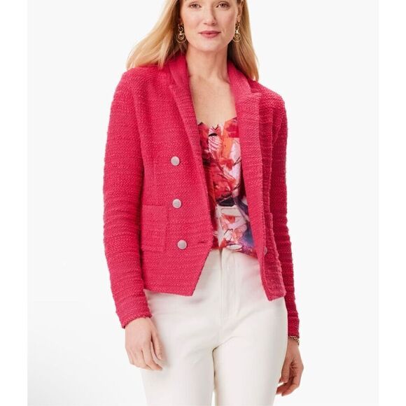 Nic + Zoe Textured Femme Knit Jacket Blazer Bright Rose Women's Size XL NWT $198 - Picture 1 of 7